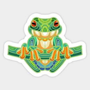 Treefrog Stained Glass Zentangle Sticker